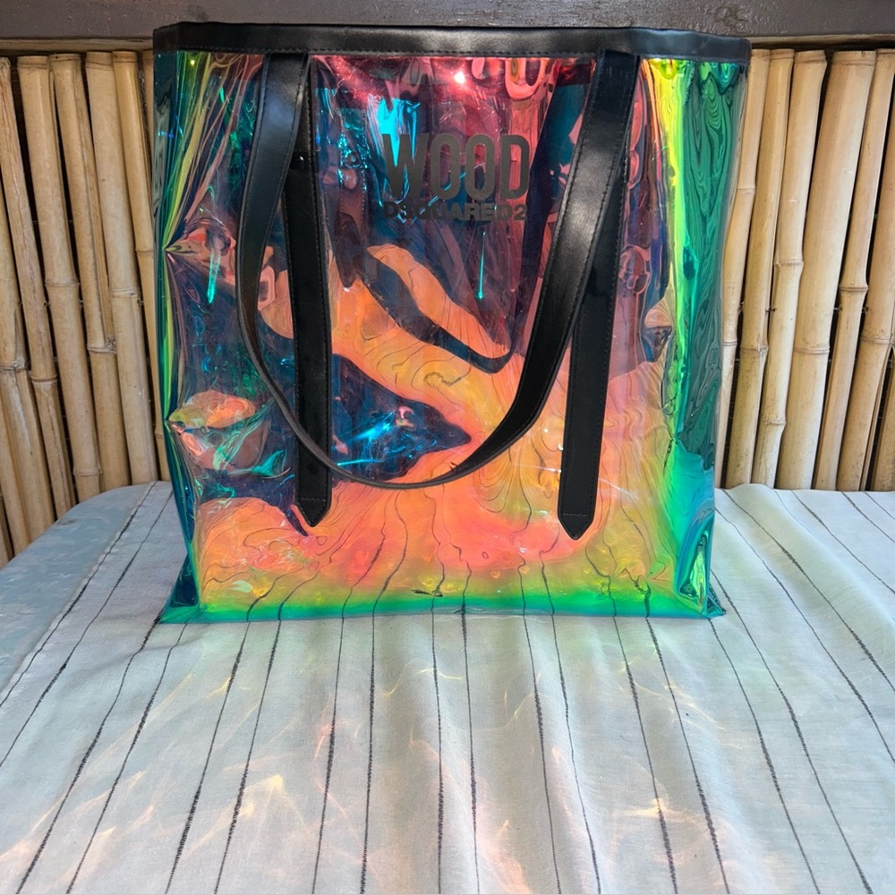 DSQUARED2 WOOD Iridescent Designer Tote Bag / Shopper / Beach in used condition